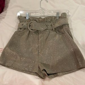 gold sparkle shorts